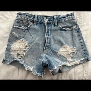 Abercrombie light wash jean shorts